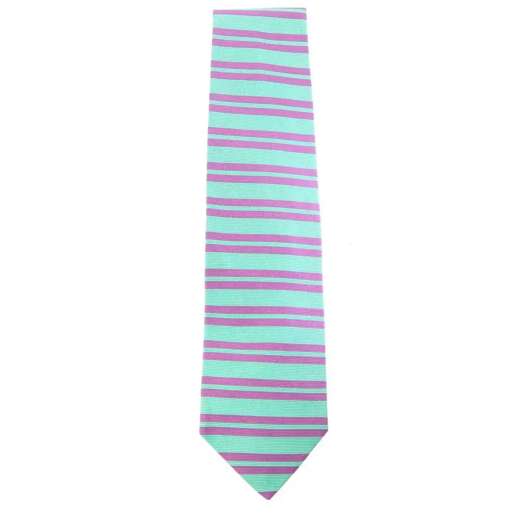 Brooks Brothers Tie Mens 56 in Silk Green Purple Horizontal Double Striped Wide